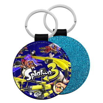 Splatoon 3, Μπρελόκ Δερματίνη, στρογγυλό ΜΠΛΕ (5cm)