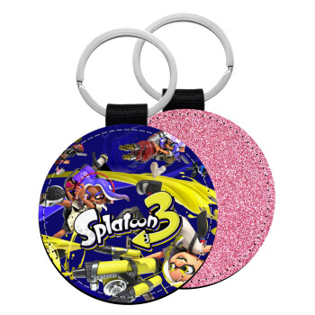 Splatoon 3, Μπρελόκ Δερματίνη, στρογγυλό ΡΟΖ (5cm)