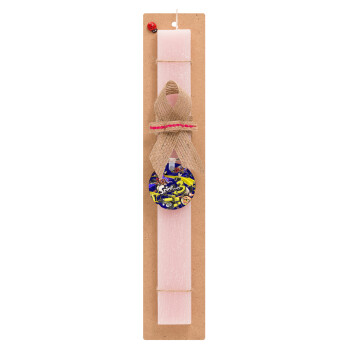 Splatoon 3, Easter Set, wooden keychain & scented flat Easter candle (30cm) (PINK)