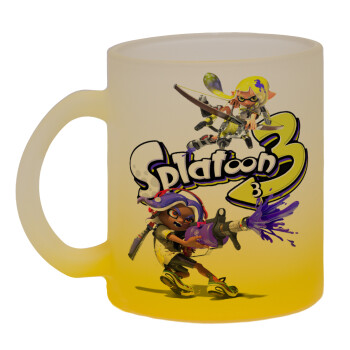Splatoon 3, Κούπα γυάλινη δίχρωμη με βάση το κίτρινο ματ, 330ml