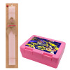 Easter Set, children's snack container PINK & scented flat Easter candle (30cm) (PINK)