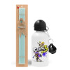 Easter Set, metallic aluminum water bottle (500ml) & scented flat candle (30cm) (TURQUOISE)