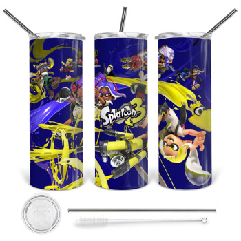 Splatoon 3, 360 Eco friendly stainless steel tumbler 600ml, with metal straw & cleaning brush