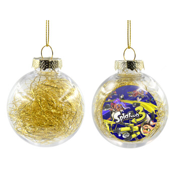 Splatoon 3, Χριστουγεννιάτικη μπάλα δένδρου διάφανη με χρυσό γέμισμα 8cm