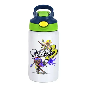 Splatoon 3, Παιδικό παγούρι θερμό, ανοξείδωτο, με καλαμάκι ασφαλείας, πράσινο/μπλε (350ml)