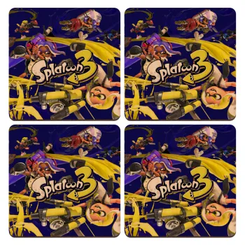 Splatoon 3, ΣΕΤ x4 Σουβέρ ξύλινα τετράγωνα plywood (9cm)