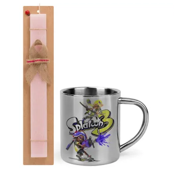 Splatoon 3, Πασχαλινή Λαμπάδα με μεταλλική κούπα θερμό (300ml) & κερί αρωματικό πλακέ (30cm) (ΡΟΖ)