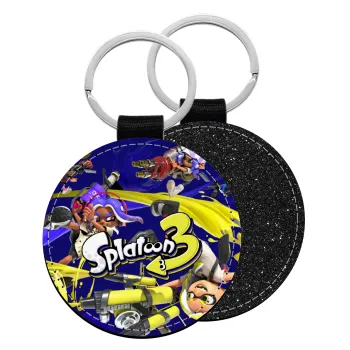 Splatoon 3, Μπρελόκ Δερματίνη, στρογγυλό ΜΑΥΡΟ (5cm)