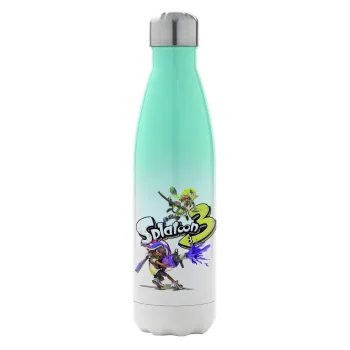 Splatoon 3, Μεταλλικό παγούρι θερμός Πράσινο/Λευκό (Stainless steel), διπλού τοιχώματος, 500ml
