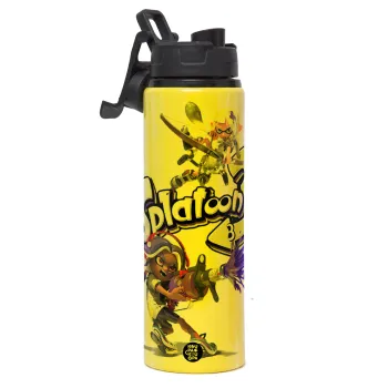 Splatoon 3, Metallic water bottle with safety lid, 850ml aluminum