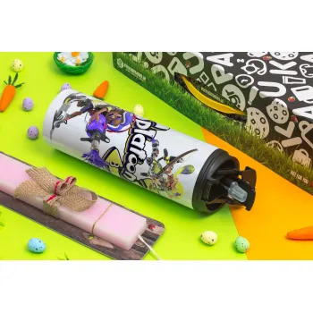 Splatoon 3, Easter candle,Travel Tumbler 2 Lids, with metal straw & cleaning brush & aromatic flat candle (30cm) (PINK)