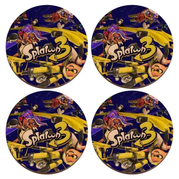 Splatoon 3, ΣΕΤ x4 Σουβέρ ξύλινα στρογγυλά plywood (9cm)