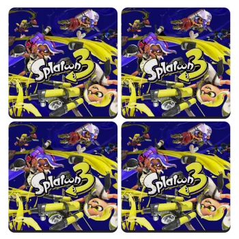 Splatoon 3, ΣΕΤ 4 Σουβέρ ξύλινα τετράγωνα (9cm)