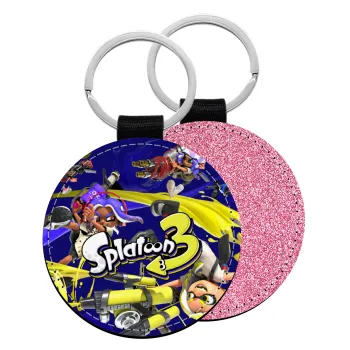 Splatoon 3, Μπρελόκ Δερματίνη, στρογγυλό ΡΟΖ (5cm)
