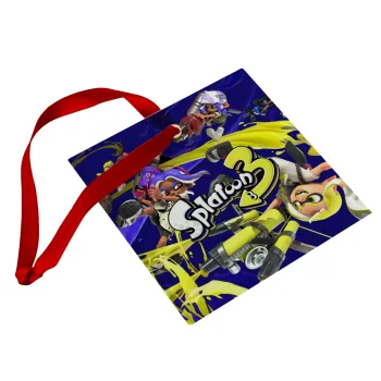 Splatoon 3, Christmas ornament, glass square ornament 9x9cm