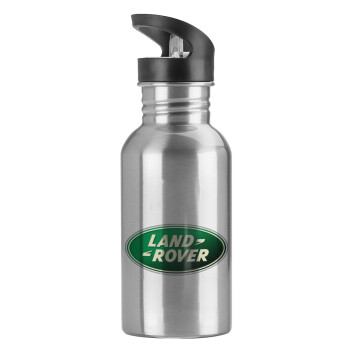 Land Rover, Water bottle Silver with straw, stainless steel 600ml