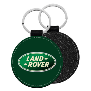Land Rover, Μπρελόκ Δερματίνη, στρογγυλό ΜΑΥΡΟ (5cm)