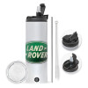 Travel Tumbler 2 Lids, with metal straw & cleaning brush (Stainless steel 304 Food grade, BPA free, 600ml)