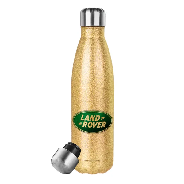 Land Rover — Glitter gold stainless steel thermos bottle, double-walled, 500ml