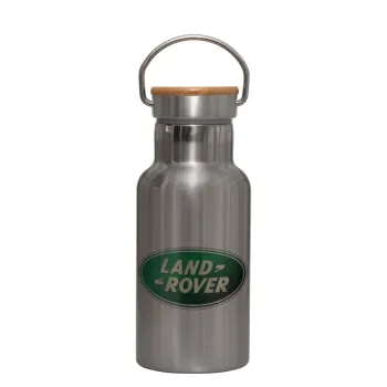 Land Rover, Μεταλλικό παγούρι θερμός (Stainless steel) Ασημένιο με ξύλινο καπακι (bamboo), διπλού τοιχώματος, 350ml