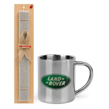 Land Rover, Easter Set, metallic thermal cup (300ml) & Easter aromatic flat candle (30cm) (GRAY)