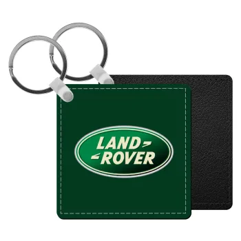 Land Rover, Μπρελόκ Δερματίνη, τετράγωνο ΜΑΥΡΟ (5x5cm)