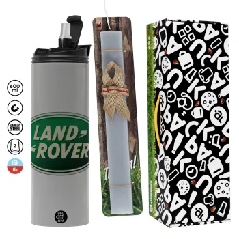 Land Rover, Πασχαλινή Λαμπάδα με Travel Tumbler θερμό (600ml, BPA free) & κερί αρωματικό πλακέ (30cm) (ΓΚΡΙ)