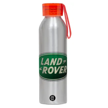 Land Rover, Αλουμινένιο Αθλητικό Μπουκάλι 650ml – Ασημί με Κόκκινο Καπάκι και Λουράκι Σιλικόνης