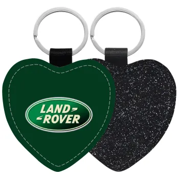 Land Rover, Μπρελόκ PU δερμάτινο glitter καρδιά ΜΑΥΡΟ