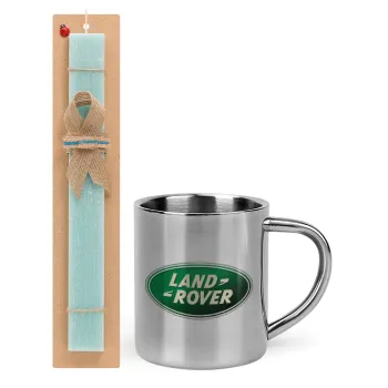 Land Rover, Easter Set, metallic thermal cup (300ml) & aromatic flat Easter candle (30cm) (TURQUOISE)