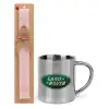 Easter Set, metallic thermal cup (300ml) & aromatic flat Easter candle (30cm) (PINK)