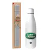 Easter Set, metallic stainless thermos bottle (500ml) & scented flat Easter candle (30cm) (GRAY)