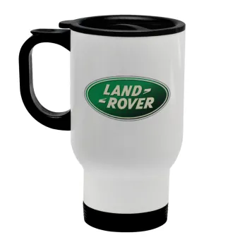 Land Rover, Stainless steel travel mug with lid, double wall white 450ml