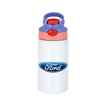 Ford, Children's hot water bottle, stainless steel, with safety straw, pink/purple (350ml)