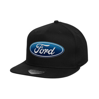 Ford, Καπέλο παιδικό Flat Snapback, Μαύρο (100% ΒΑΜΒΑΚΕΡΟ, ΠΑΙΔΙΚΟ, UNISEX, ONE SIZE)
