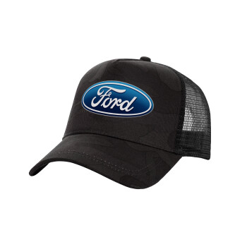 Ford, Καπέλο Ενηλίκων Structured Trucker, με Δίχτυ, (παραλλαγή) Army σκούρο (100% ΒΑΜΒΑΚΕΡΟ, ΕΝΗΛΙΚΩΝ, UNISEX, ONE SIZE)