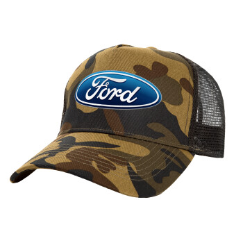 Ford, Καπέλο Ενηλίκων Structured Trucker, με Δίχτυ, (παραλλαγή) Army (100% ΒΑΜΒΑΚΕΡΟ, ΕΝΗΛΙΚΩΝ, UNISEX, ONE SIZE)