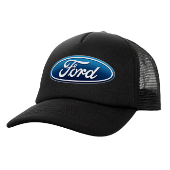 Ford, Καπέλο Ενηλίκων Soft Trucker με Δίχτυ Μαύρο (POLYESTER, ΕΝΗΛΙΚΩΝ, UNISEX, ONE SIZE)