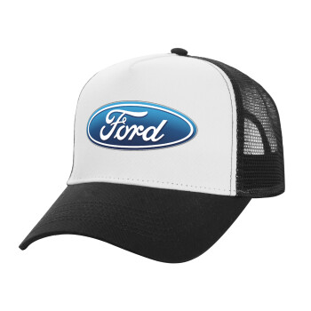 Ford, Καπέλο Ενηλίκων Structured Trucker, με Δίχτυ, ΛΕΥΚΟ/ΜΑΥΡΟ (100% ΒΑΜΒΑΚΕΡΟ, ΕΝΗΛΙΚΩΝ, UNISEX, ONE SIZE)
