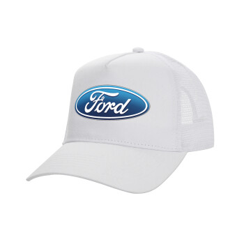 Ford, Καπέλο Ενηλίκων Structured Trucker, με Δίχτυ, ΛΕΥΚΟ (100% ΒΑΜΒΑΚΕΡΟ, ΕΝΗΛΙΚΩΝ, UNISEX, ONE SIZE)