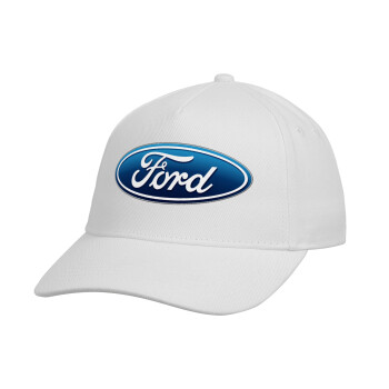 Ford, Καπέλο Ενηλίκων Baseball, Drill, Λευκό (100% ΒΑΜΒΑΚΕΡΟ, ΕΝΗΛΙΚΩΝ, UNISEX, ONE SIZE)