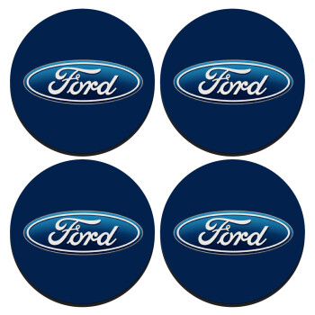 Ford, SET of 4 round wooden coasters (9cm)