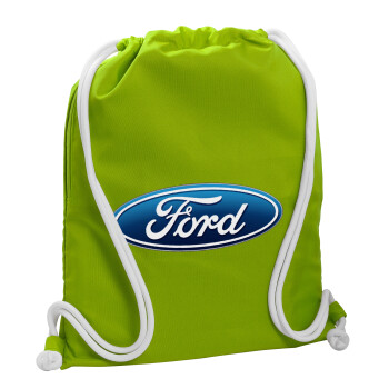 Ford, Τσάντα πλάτης πουγκί GYMBAG LIME GREEN, με τσέπη (40x48cm) & χονδρά κορδόνια