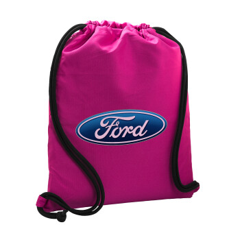 Ford, Τσάντα πλάτης πουγκί GYMBAG Φούξια, με τσέπη (40x48cm) & χονδρά κορδόνια