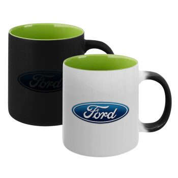 Ford, Κούπα Μαγική εσωτερικό πράσινο, κεραμική 330ml που αλλάζει χρώμα με το ζεστό ρόφημα (1 τεμάχιο)