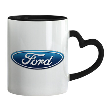 Ford, Mug heart black handle, ceramic, 330ml