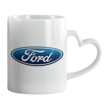Ford, Κούπα καρδιά χερούλι λευκή, κεραμική, 330ml