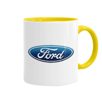 Ford, Κούπα χρωματιστή κίτρινη, κεραμική, 330ml