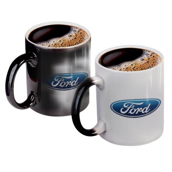 Ford, Color changing magic Mug, ceramic, 330ml when adding hot liquid inside, the black colour desappears (1 pcs)