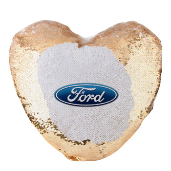 Ford, Μαξιλάρι καναπέ καρδιά Μαγικό Χρυσό με πούλιες 40x40cm περιέχεται το  γέμισμα